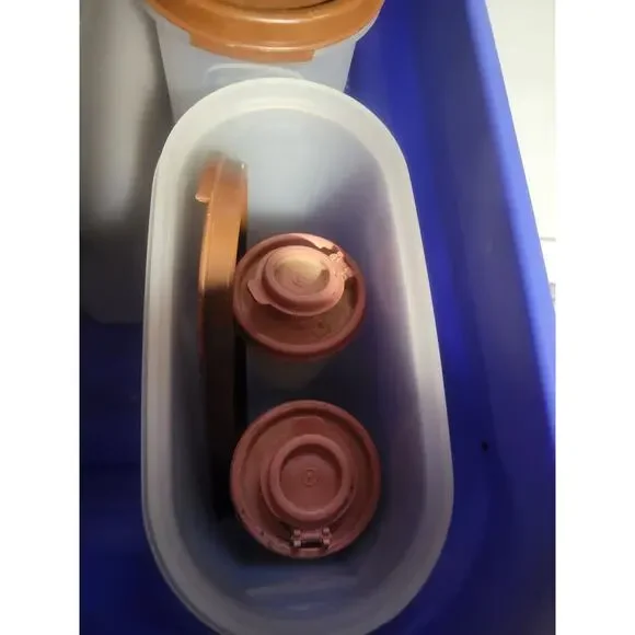 Tupperware Retired Set Of 4 Storage/Cereal, Brown With Lids - Picture 2 of 7